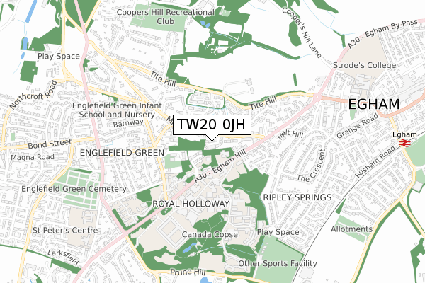 TW20 0JH map - small scale - OS Open Zoomstack (Ordnance Survey)