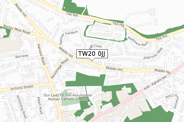 TW20 0JJ map - large scale - OS Open Zoomstack (Ordnance Survey)