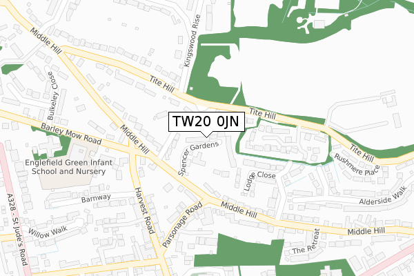 TW20 0JN map - large scale - OS Open Zoomstack (Ordnance Survey)
