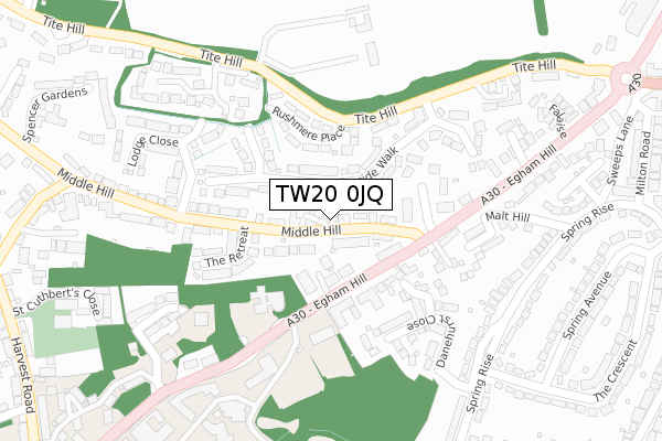 TW20 0JQ map - large scale - OS Open Zoomstack (Ordnance Survey)