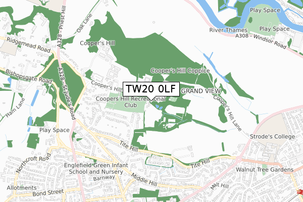 TW20 0LF map - small scale - OS Open Zoomstack (Ordnance Survey)