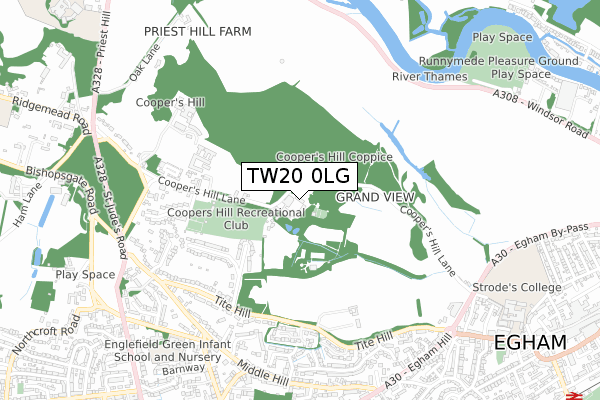 TW20 0LG map - small scale - OS Open Zoomstack (Ordnance Survey)