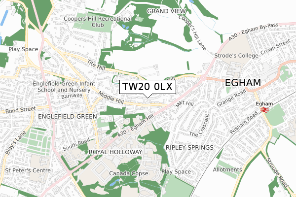 TW20 0LX map - small scale - OS Open Zoomstack (Ordnance Survey)