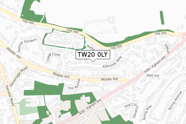 TW20 0LY map - large scale - OS Open Zoomstack (Ordnance Survey)
