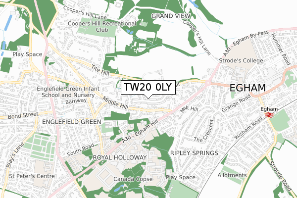 TW20 0LY map - small scale - OS Open Zoomstack (Ordnance Survey)