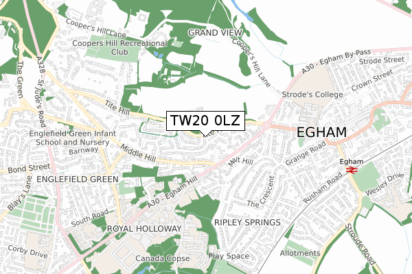 TW20 0LZ map - small scale - OS Open Zoomstack (Ordnance Survey)