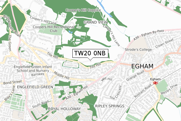 TW20 0NB map - small scale - OS Open Zoomstack (Ordnance Survey)
