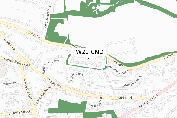TW20 0ND map - large scale - OS Open Zoomstack (Ordnance Survey)