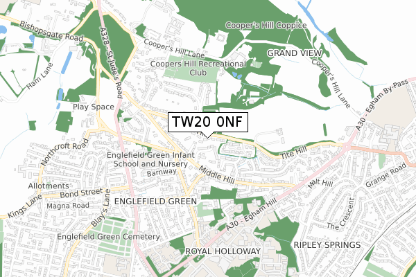 TW20 0NF map - small scale - OS Open Zoomstack (Ordnance Survey)
