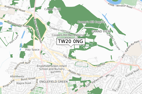 TW20 0NG map - small scale - OS Open Zoomstack (Ordnance Survey)