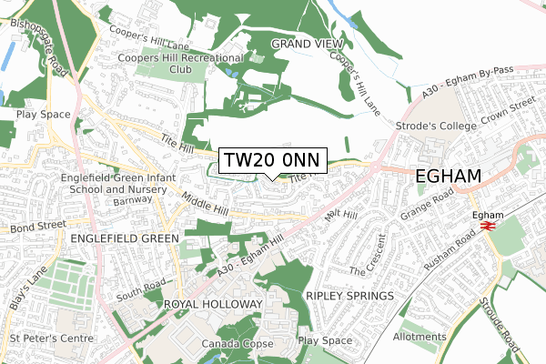 TW20 0NN map - small scale - OS Open Zoomstack (Ordnance Survey)