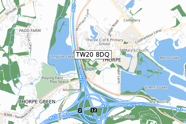 TW20 8DQ map - small scale - OS Open Zoomstack (Ordnance Survey)