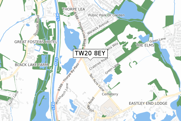 TW20 8EY map - small scale - OS Open Zoomstack (Ordnance Survey)