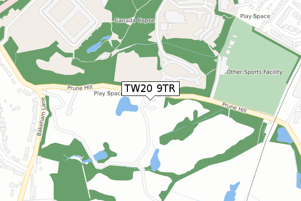 TW20 9TR map - large scale - OS Open Zoomstack (Ordnance Survey)