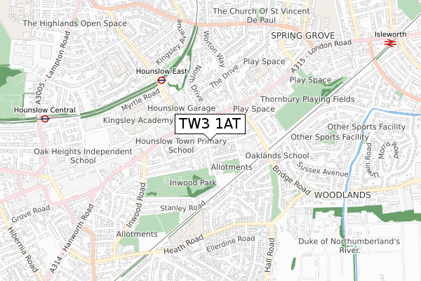 TW3 1AT map - small scale - OS Open Zoomstack (Ordnance Survey) TW3 1AT map - small scale - OS Open Zoomstack (Ordnance Survey)