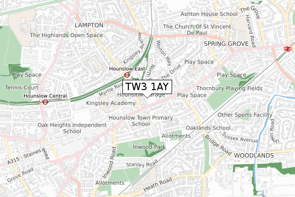 TW3 1AY map - small scale - OS Open Zoomstack (Ordnance Survey) TW3 1AY map - small scale - OS Open Zoomstack (Ordnance Survey)