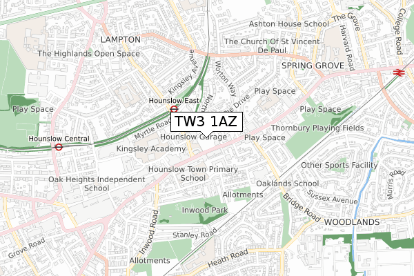 TW3 1AZ map - small scale - OS Open Zoomstack (Ordnance Survey) TW3 1AZ map - small scale - OS Open Zoomstack (Ordnance Survey)