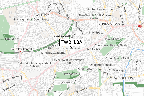 TW3 1BA map - small scale - OS Open Zoomstack (Ordnance Survey) TW3 1BA map - small scale - OS Open Zoomstack (Ordnance Survey)