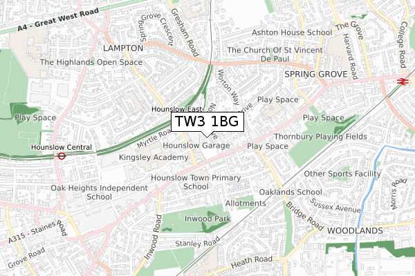 TW3 1BG map - small scale - OS Open Zoomstack (Ordnance Survey) TW3 1BG map - small scale - OS Open Zoomstack (Ordnance Survey)