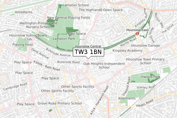 TW3 1BN map - small scale - OS Open Zoomstack (Ordnance Survey) TW3 1BN map - small scale - OS Open Zoomstack (Ordnance Survey)