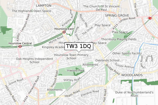 TW3 1DQ map - small scale - OS Open Zoomstack (Ordnance Survey) TW3 1DQ map - small scale - OS Open Zoomstack (Ordnance Survey)