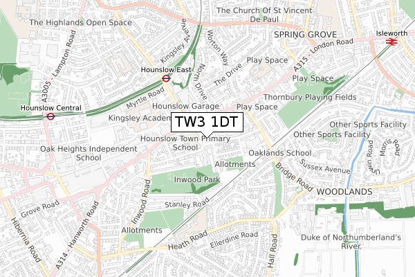 TW3 1DT map - small scale - OS Open Zoomstack (Ordnance Survey) TW3 1DT map - small scale - OS Open Zoomstack (Ordnance Survey)