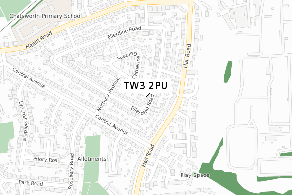 TW3 2PU map - large scale - OS Open Zoomstack (Ordnance Survey)