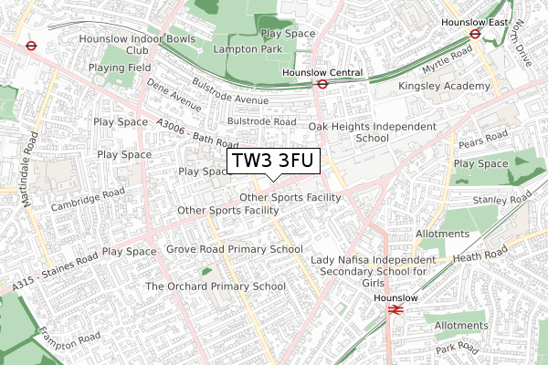 TW3 3FU map - small scale - OS Open Zoomstack (Ordnance Survey)