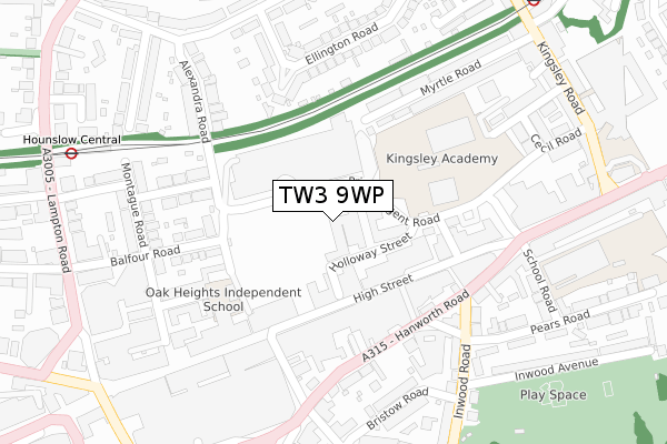 TW3 9WP map - large scale - OS Open Zoomstack (Ordnance Survey)