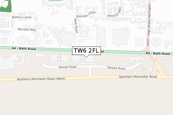 TW6 2FL map - large scale - OS Open Zoomstack (Ordnance Survey)