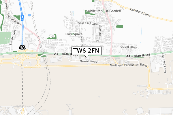 TW6 2FN map - small scale - OS Open Zoomstack (Ordnance Survey)
