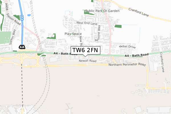 TW6 2FN map - small scale - OS Open Zoomstack (Ordnance Survey) TW6 2FN map - small scale - OS Open Zoomstack (Ordnance Survey)