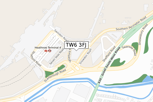 TW6 3FJ map - large scale - OS Open Zoomstack (Ordnance Survey)