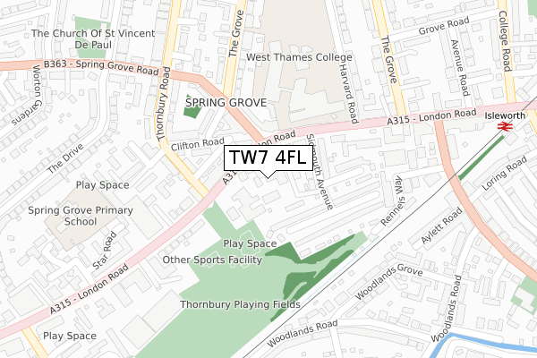 TW7 4FL map - large scale - OS Open Zoomstack (Ordnance Survey) TW7 4FL map - large scale - OS Open Zoomstack (Ordnance Survey)