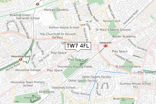 TW7 4FL map - small scale - OS Open Zoomstack (Ordnance Survey) TW7 4FL map - small scale - OS Open Zoomstack (Ordnance Survey)
