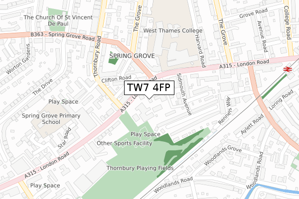 TW7 4FP map - large scale - OS Open Zoomstack (Ordnance Survey) TW7 4FP map - large scale - OS Open Zoomstack (Ordnance Survey)