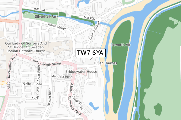 TW7 6YA map - large scale - OS Open Zoomstack (Ordnance Survey)