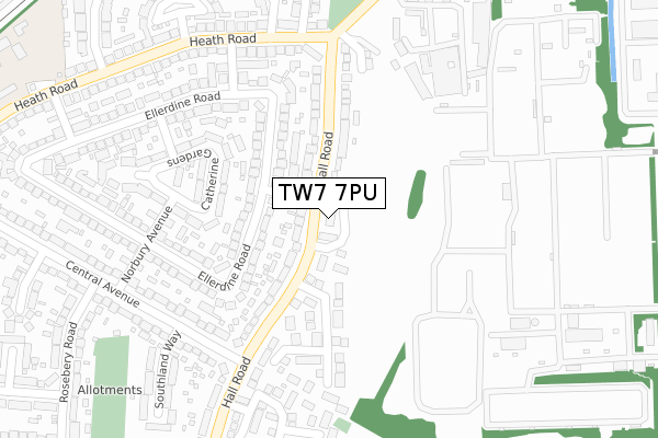 TW7 7PU map - large scale - OS Open Zoomstack (Ordnance Survey)