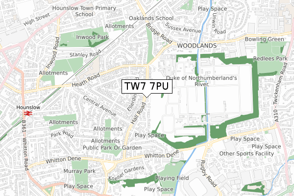TW7 7PU map - small scale - OS Open Zoomstack (Ordnance Survey)