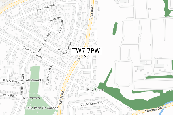 TW7 7PW map - large scale - OS Open Zoomstack (Ordnance Survey)