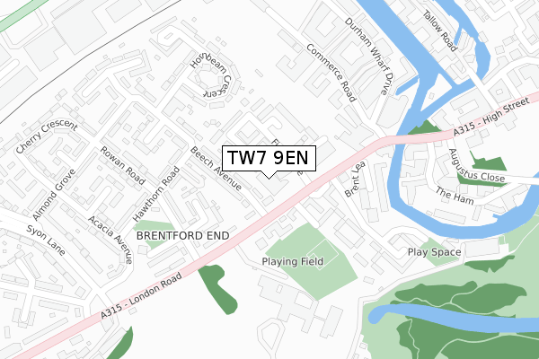 TW7 9EN map - large scale - OS Open Zoomstack (Ordnance Survey)