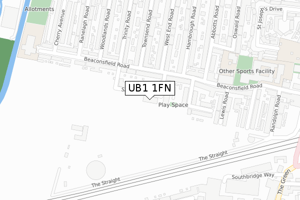 UB1 1FN map - large scale - OS Open Zoomstack (Ordnance Survey)