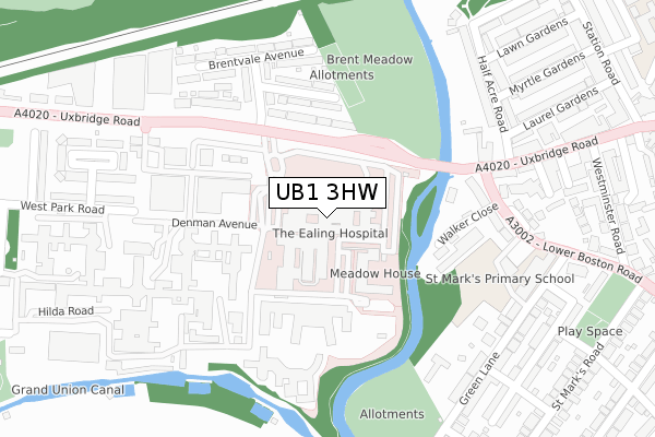 UB1 3HW map - large scale - OS Open Zoomstack (Ordnance Survey)