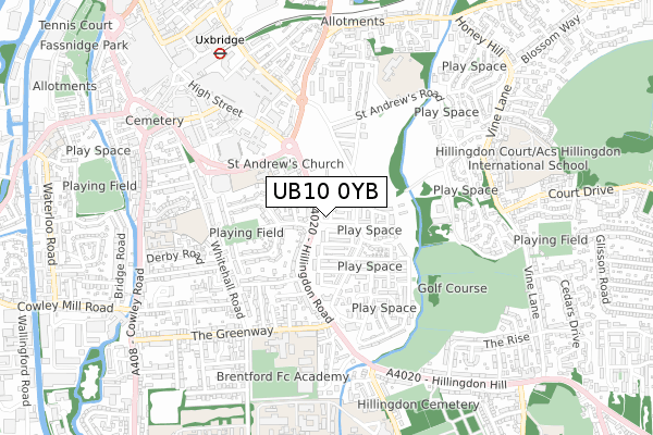 UB10 0YB map - small scale - OS Open Zoomstack (Ordnance Survey) UB10 0YB map - small scale - OS Open Zoomstack (Ordnance Survey)
