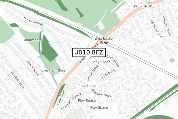 UB10 8FZ map - large scale - OS Open Zoomstack (Ordnance Survey) UB10 8FZ map - large scale - OS Open Zoomstack (Ordnance Survey)