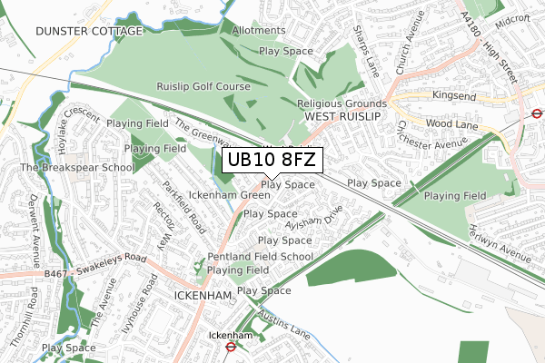 UB10 8FZ map - small scale - OS Open Zoomstack (Ordnance Survey) UB10 8FZ map - small scale - OS Open Zoomstack (Ordnance Survey)