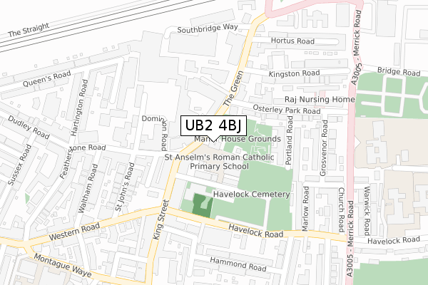 UB2 4BJ map - large scale - OS Open Zoomstack (Ordnance Survey)