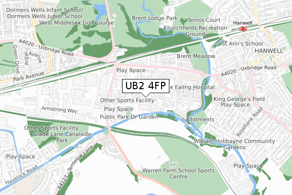 UB2 4FP map - small scale - OS Open Zoomstack (Ordnance Survey)