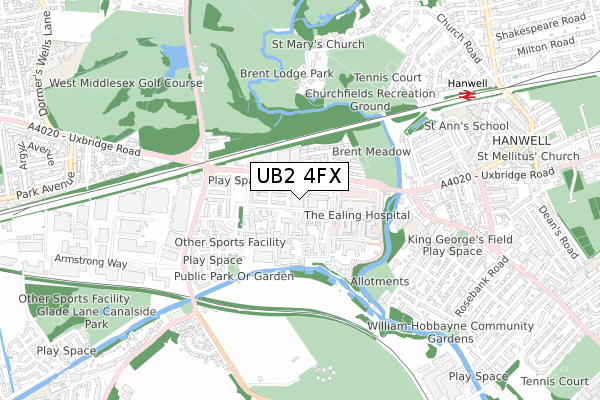 UB2 4FX map - small scale - OS Open Zoomstack (Ordnance Survey)