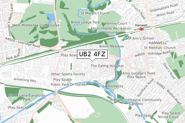UB2 4FZ map - small scale - OS Open Zoomstack (Ordnance Survey)